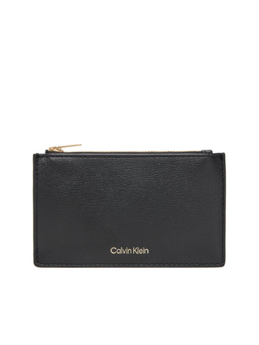 Calvin Klein Портфейл Foil Logo Top Zip Cardcase LV04F1090G Черен