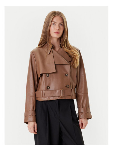 BOSS Кожено яке Satela 50541289 Кафяв Regular Fit