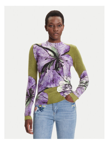 Desigual Пуловер Orquidea Lacroix 25WWJF42 Зелен Regular Fit