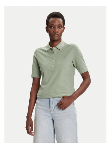 Gant Тениска с яка и копчета Shield 4202231 Зелен Slim Fit
