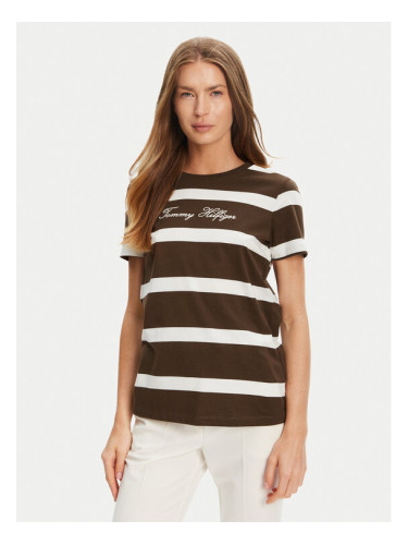 Tommy Hilfiger Тишърт Script WW0WW45746 Кафяв Regular Fit