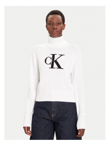 Calvin Klein Jeans Поло Chenille LV047D354G Бял Relaxed Fit