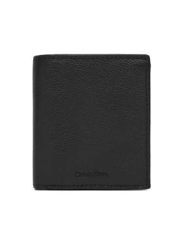 Calvin Klein Портфейл Micropebble Comp Trifold W Coin LV04D1034G Черен