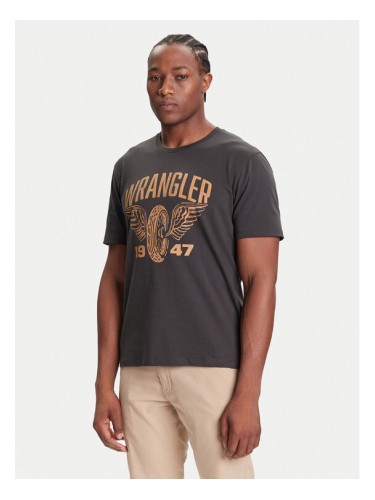 Wrangler Тишърт Americana 112371478 Сив Regular Fit