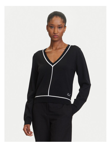 KARL LAGERFELD Пуловер A3W18023 Черен Regular Fit
