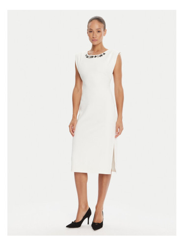 Rinascimento Коктейлна рокля CFC0020043002 Бял Slim Fit