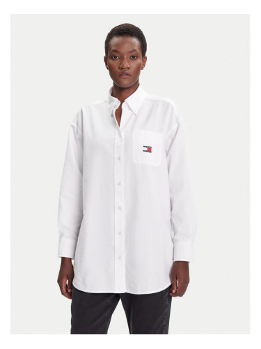 Tommy Jeans Риза Badge DW0DW20988 Бял Oversize