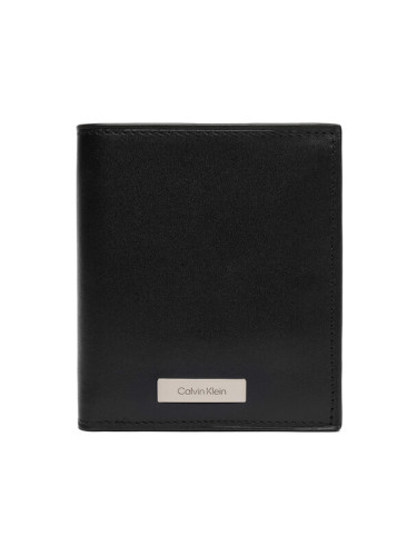 Calvin Klein Портфейл Plaque Ns Slim Trifold W/ Coin LV04D1068G Черен