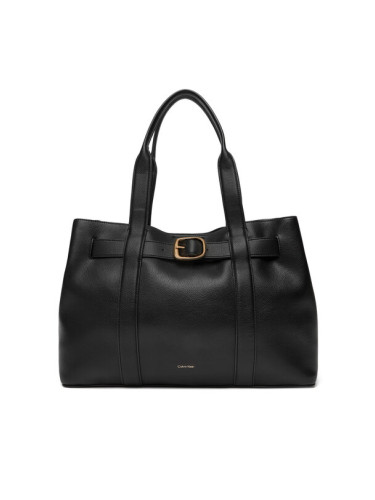 Calvin Klein Дамска чанта Buckle Medium Tote LV04F3294G Черен