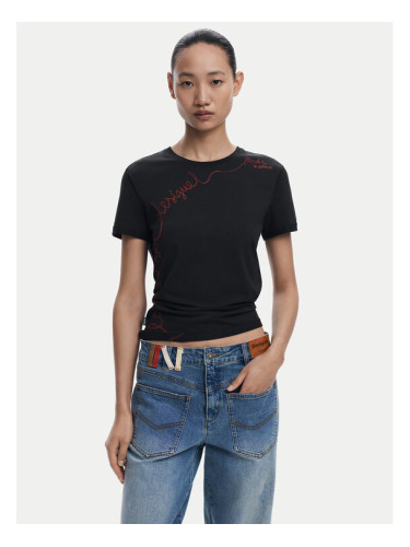 Desigual Тишърт Charly 25WWTK08 Черен Regular Fit