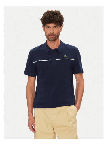 Lacoste Тениска с яка и копчета PH9863 Тъмносин Regular Fit