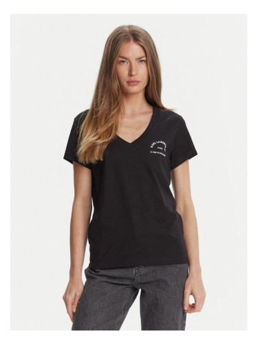 KARL LAGERFELD Тишърт A3W17104 Черен Regular Fit