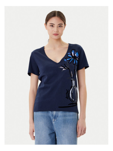 Desigual Тишърт Dumas 25WWTK28 Тъмносин Regular Fit