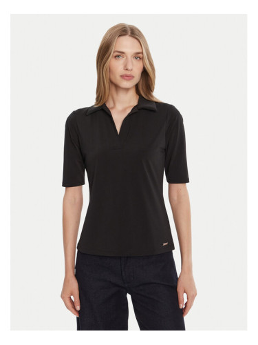 Calvin Klein Тениска с яка и копчета LV044C221G Черен Slim Fit