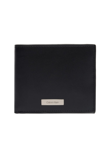 Calvin Klein Портфейл Plaque Billfold W/ Coin LV04D1067G Черен