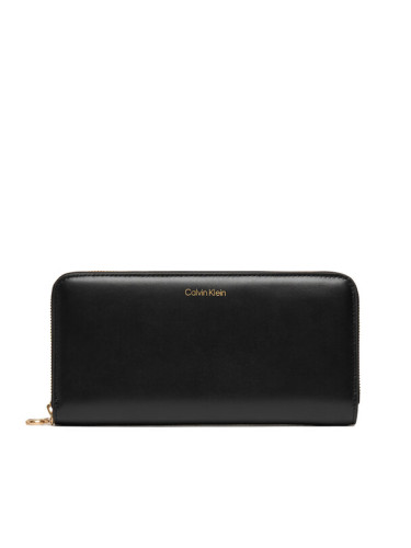 Calvin Klein Портфейл Ck Large Zip Around LV04F1093G Черен