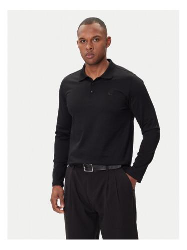 KARL LAGERFELD Тениска с яка и копчета 745000 554200 Черен Regular Fit