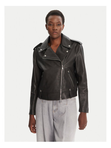 BOSS Кожено яке C_Sandy 50541769 Черен Regular Fit