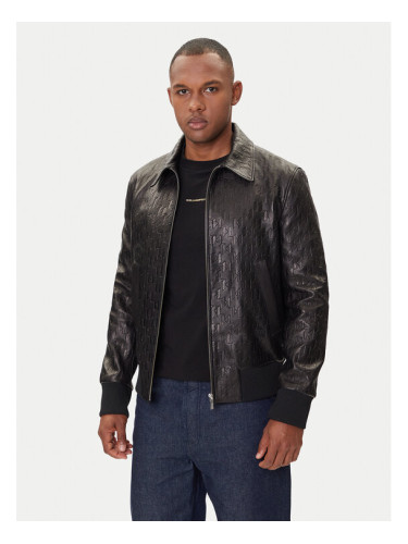 KARL LAGERFELD Кожено яке 555000 554400 Черен Regular Fit