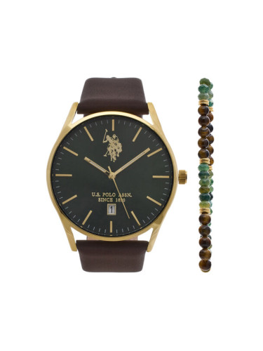 U.S. Polo Assn. Комплект часовник и гривна Colin USP6376TW Златист
