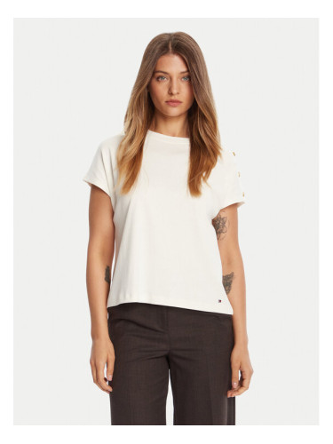 Tommy Hilfiger Тишърт Gold Button WW0WW47455 Екрю Regular Fit