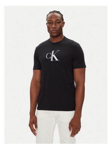 Calvin Klein Jeans Тишърт Center Monogram LV04RC857G Черен Regular Fit