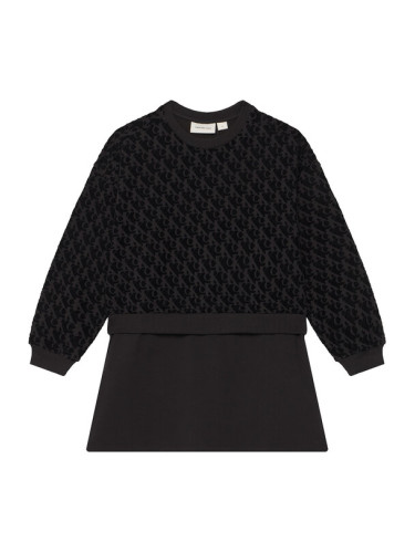 Calvin Klein Jeans Ежедневна рокля Logo Aop IG0IG03007 Черен Regular Fit