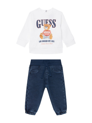 Guess Комплект суитшърт и панталон от плат I5BG01 KAD74 Бял Regular Fit