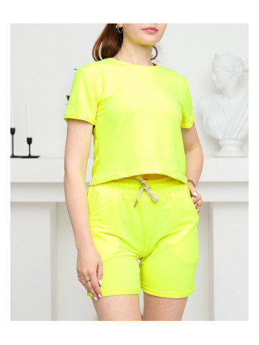 Resti Neon Yellow Women's Cotton Sports Sweat Set - Clothing
