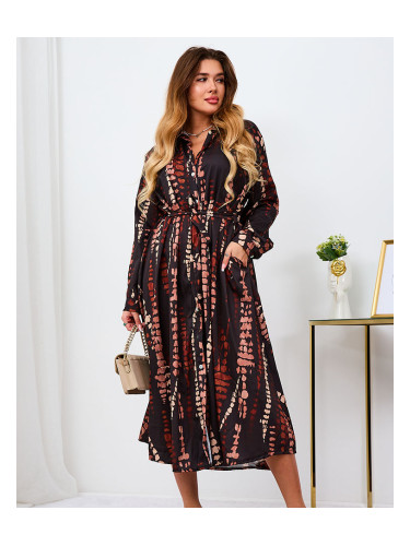 Resti Black and brown patterned women's maxi dress