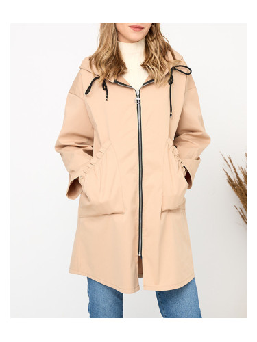 Resti Beige women's coat jacket with hood- Clothing