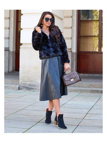 Resti Double-sided women's jacket with fur in black