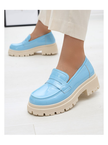 Resti Blue lacquered moccasins for women Noppel
