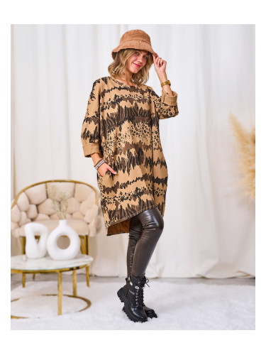 Resti Patterned women's light brown dress