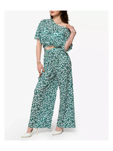 Resti Women's green pleated set with black flowers - Clothing