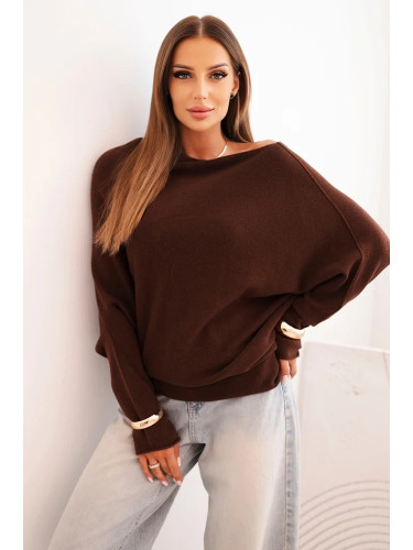 Kesi Włoski Women's asymmetric batwing viscose sweater chocolate