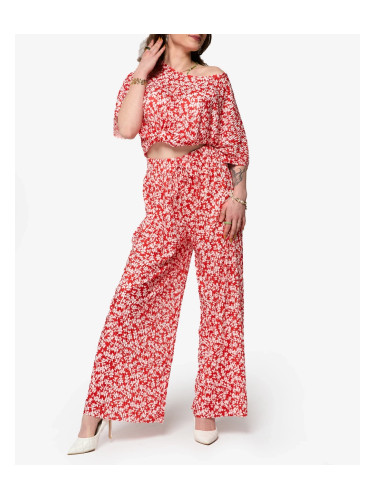 Resti Red women's pleated set with black flowers - Clothing