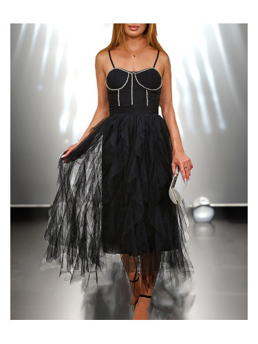 Resti Black women's midi dress with tulle