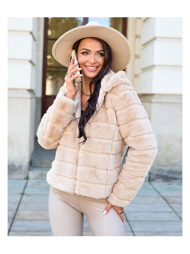 Resti Beige women's imitation fur jacket