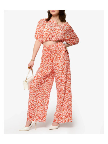 Resti Orange women's pleated set with black flowers - Clothing