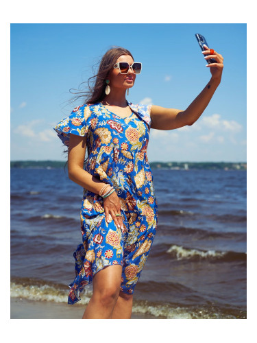 Resti Cobalt women's dress with colorful floral pattern