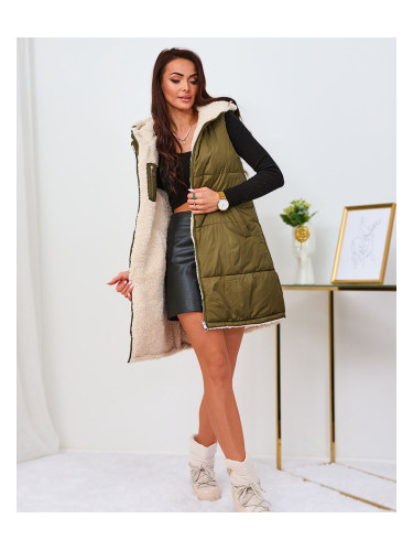 Resti Green and cream long double-sided women's vest