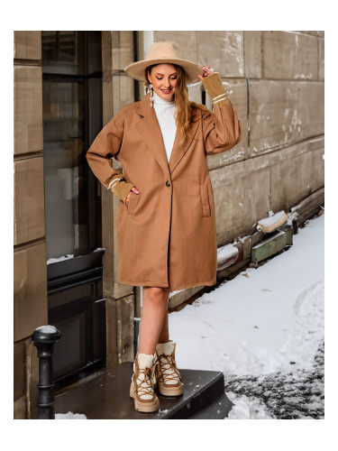 Resti Women's knee-length coat jacket in light brown