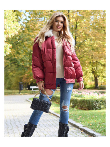 Resti Maroon women's winter jacket with synthetic down fill - Clothing