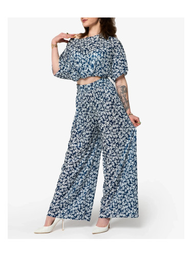 Resti Women's navy blue pleated set with black flowers - Clothing