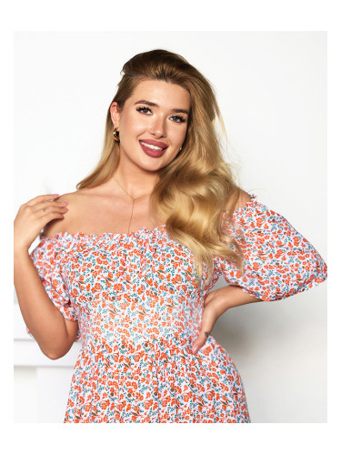 Resti Orange and white maxi dress with a floral pattern - Clothing