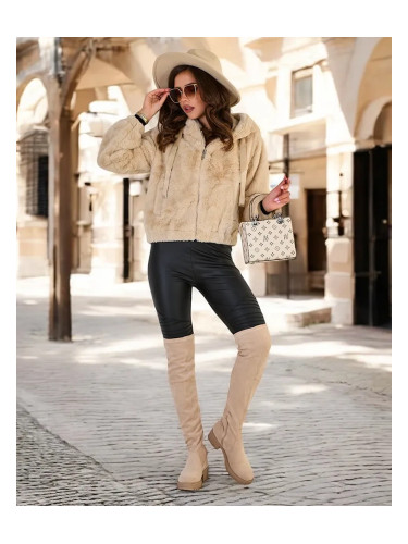 Resti Beige women's imitation fur jacket