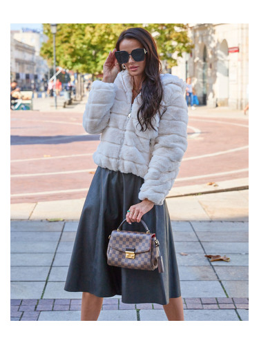 Resti Double-sided women's jacket with fur in cream color