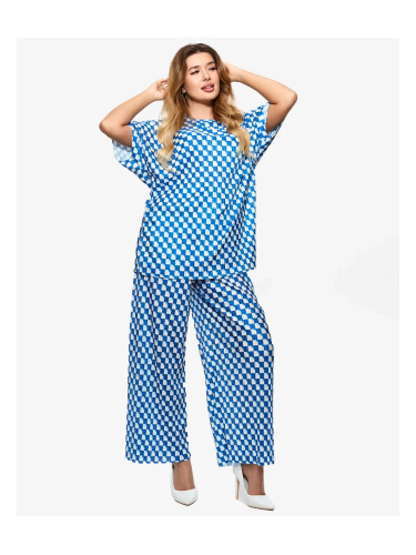 Resti Blue women's pleated patterned set - Clothing