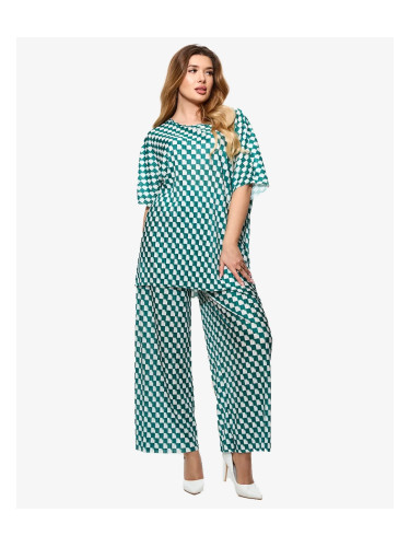 Resti Green women's pleated patterned set - Clothing